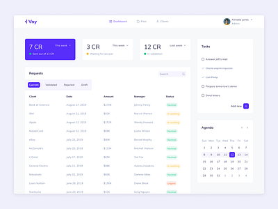 Request managment dashboard agenda blue client dashboard grey minimal minimalist professional simple tasks ui uiux ux web