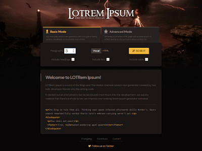 LOTRem Ipsum - Marked-up random text for HTML/CSS developers