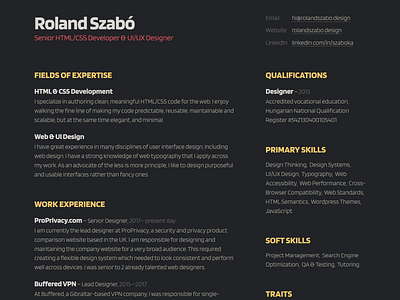 CV/Resumé 2020 clean cv flat minimal personal portfolio resume typography ui web design