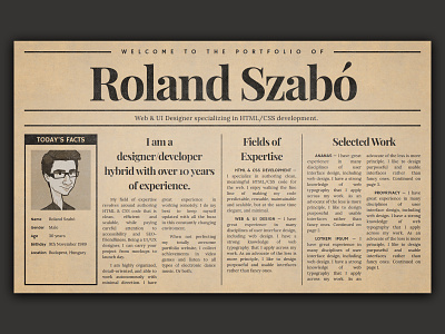 Old Newspaper Inspired Portfolio Idea [Discontinued] - Homepage antique design newspaper old portfolio ui web design