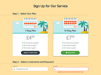 VPN Site Payment Form - Part 1 checkout credit card form flat order summary payment form payment method plans signup form ui ux vpn web design