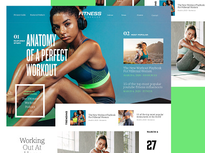 Fitnessmagazine Rebound blog design fitness homepage landing magazine onepage ui website