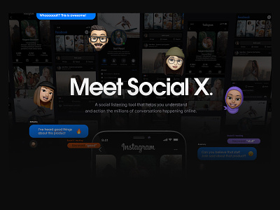Social X by IBEX Concept facebook homepage instagram landing social advertising social analytics socialmedia twitter ui website
