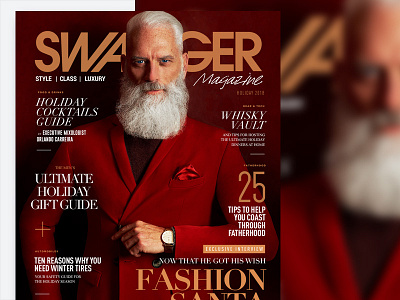 Fashion Santa for SWAGGER Magazine 2018 cover art cover design editorial fashion holiday magazine portait portrait photography santa claus