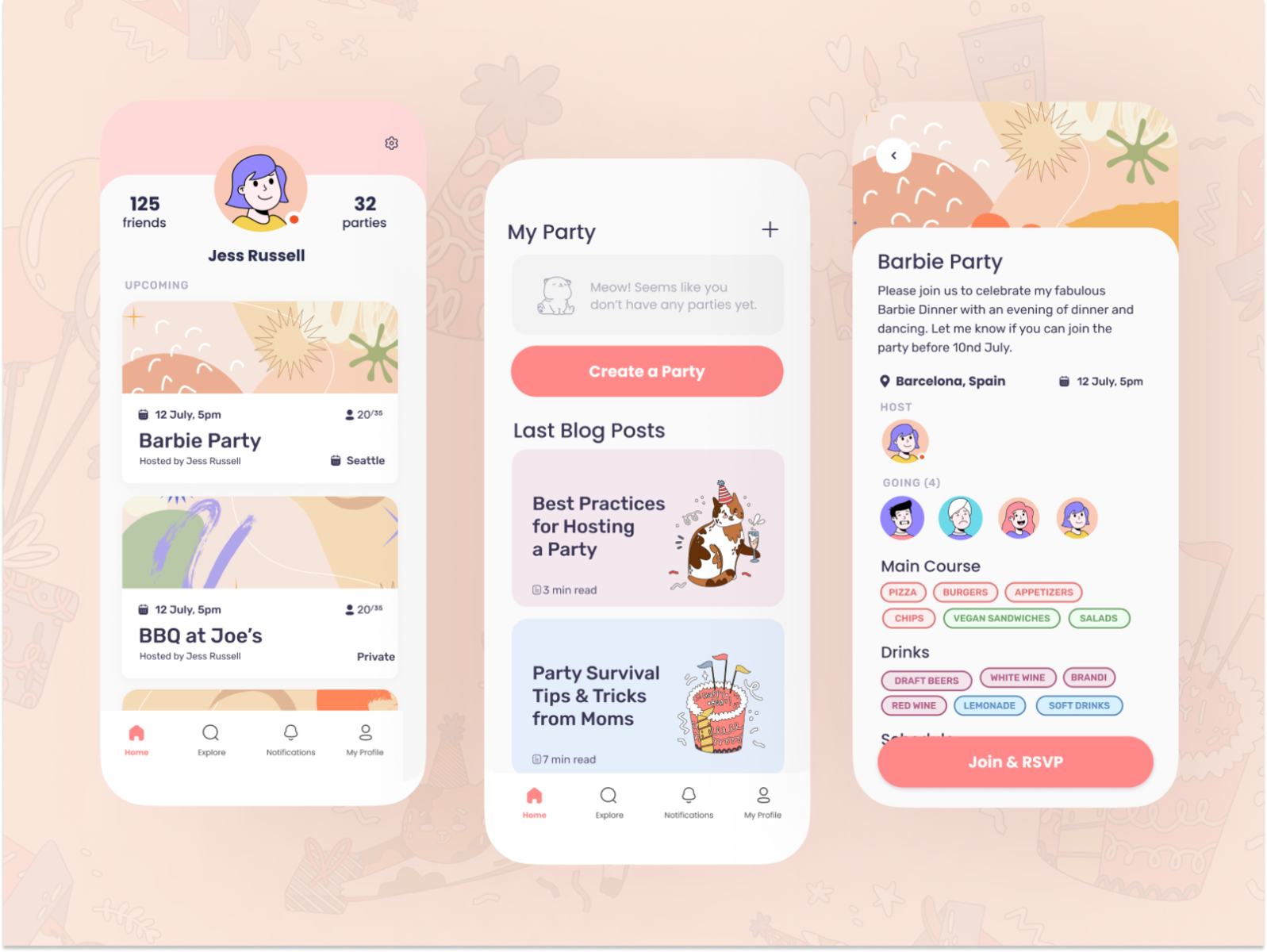 UI/UX - Party Planning Mobile App by Stacy Sidenko on Dribbble