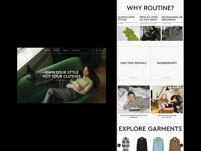 Rent Routine clean design clothing design fashion rent shop web website