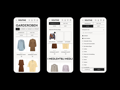 Rent Routine clean design clothes clothing design ecommerce editorial fashion filter homepage layout mobile rent shop store typo typography ui web web design website