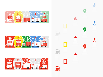 Illustrating web banner composition digital 2d google maps graphic art graphic design icon design icon set icons logistic logistics navigation shape elements simple design vector