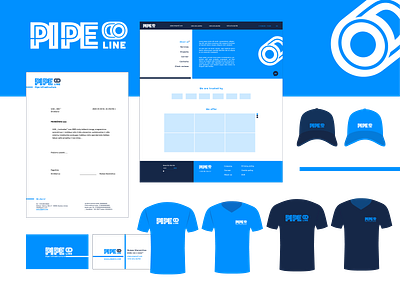 Pipe Co Brand design. brand brand design branding business card cap company design digital 2d graphic design identity logo pipeline simple design t shirt ui web design