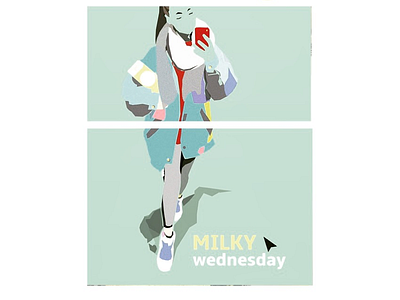 Fresh milky girl 90s art artwork composition design digital 2d funky style girl character girl illustration graphic art graphic design illustrating illustration illustration art pose retro sweet type textures ui vector