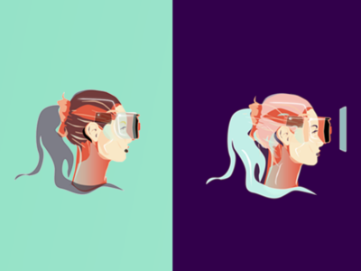 Virtual Reality / illustration / Older work artwork design digital 2d girl character girl illustration graphic design illustration illustration art ui virtual reality