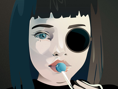 Lolipop blue composition digital 2d girl girl character graphic art graphic design illustration lollipop portrait illustration sad face vector