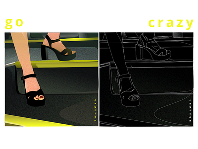 Go crazy / Neon heels / freestyle illustration