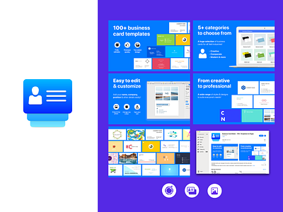 Business Cards Application brand design application design application ui appstore blue blue and white branding business business cards composition graphic design icon icon design simple design ui