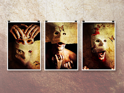 Triptych digital art emotions montage photoshop