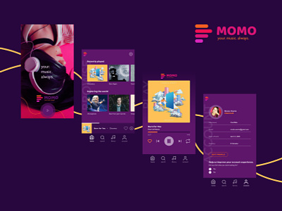 MOMO music app concept android app assets challenge experience fun logo momo music music app ui music player oswos oswosmedia player ui