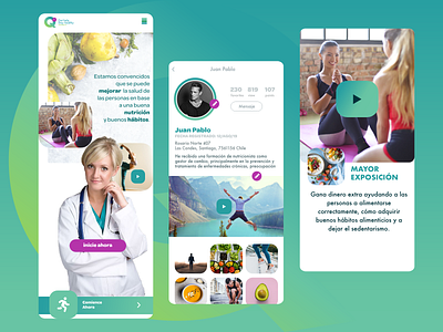 Nutritionist Coach - Professionals pages adobexd app design design healthcare logo mobile ui profile page prototype splash page ui video profile web app xd