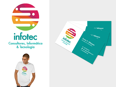 dribble infotech business card i card logo logotype tech support