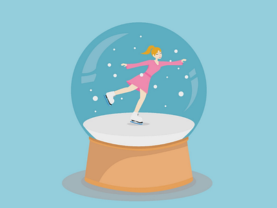 Snowball glass glass illustration skating snowball glass vector woman