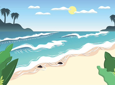 Beach beach beach house beach illustration blue sky flatdesign illustration illustrator vector