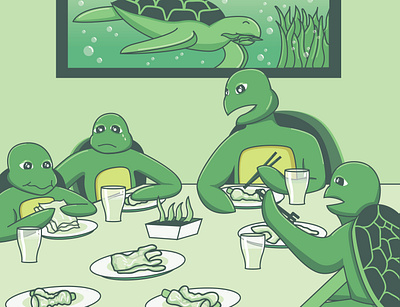 Eating Plastic criticism critique detail family flat flat illustration illustration plastic polution poster turtle underwater vector