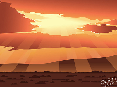 Light from Top cloud desert detail illustration landscape light mountain nature orange sunrise sunset vector yellow