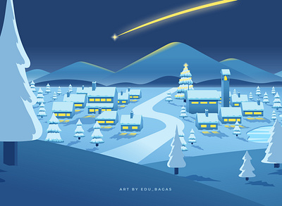 Winter and Christmas blue city editorial environment ice illustration landscape nature snow tree vector vector art winter