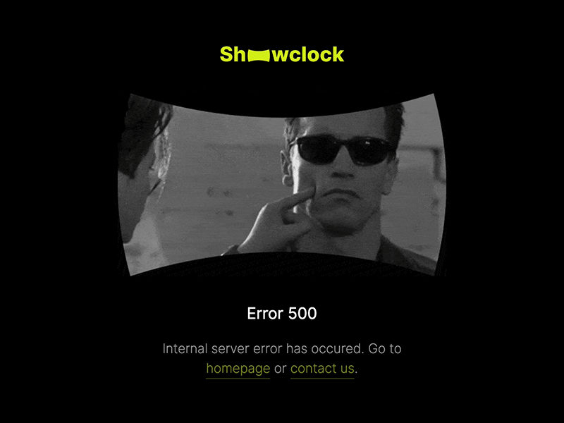 Showclock — Error 500 500 black cinema clock dark desktop error error 500 page show