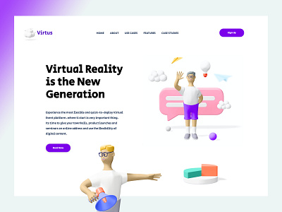 Virtus VR Concept 3d 3d art branding design home screen illustration strap ui ux design web design