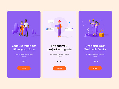 Login Steps Screen 3d 3d art amptus app design home screen life manager strap ui ux
