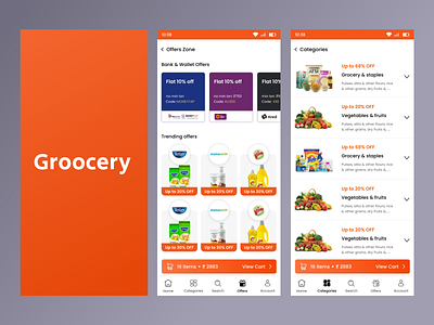 Grocery App (Groocery) android clean design e commerce grocery grocery app groocery home screen online shopping sumit sumit sharma ui ux
