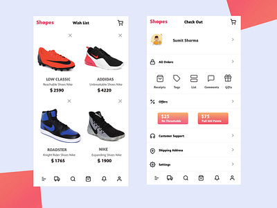 Shopes App app app design checkout checkout page shopping app wishlist