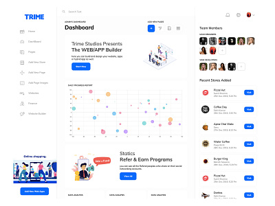 Trime Dashboard dashboad dashboard design design ecommerce home screen illustration strap trime trime studios ui website builder