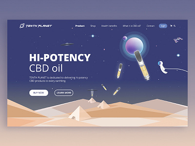 Tenth Planet Web Theme cbd galaxy key visual medical marijuana space art ui deisgn uitrends web desgin