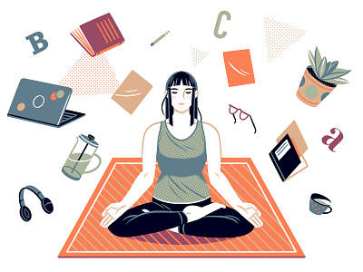 3 mantras to fight impostor syndrome character editorial editorial art editorial illustration illustration meditation medium article reflection yoga