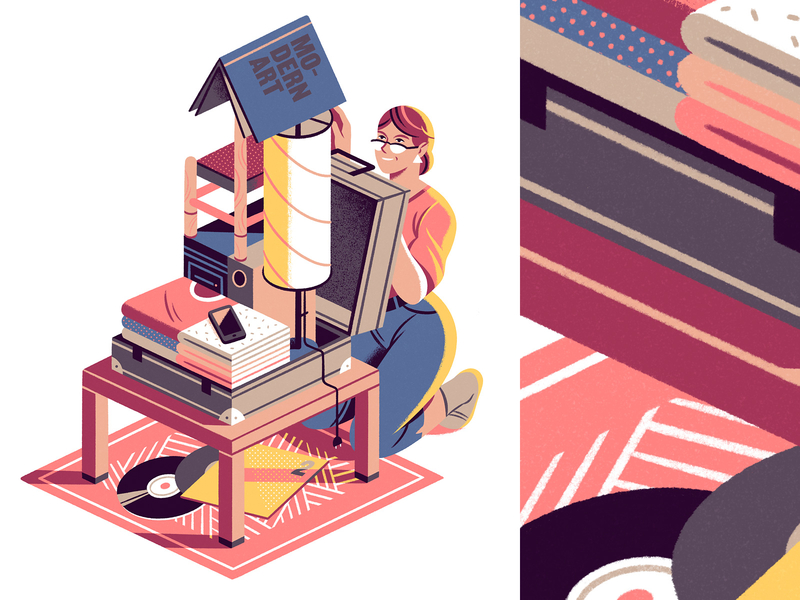 Your home in a suitcase concept editorial editorial illustration illustration nomad suitcase