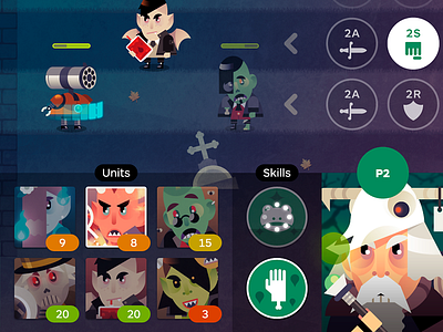 SciFi Clash UI character color design game illustration interface tabletop undead vector