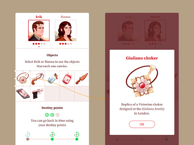 Dracula's Trail of Blood app character dracula illustration interface inventory product design ui visual design