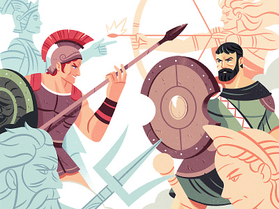 Iliad battle character character design comic art greek illustration myth warrior
