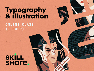 Typography & Illustration (Skillshare class) class design free free class illustration noir skillshare typography