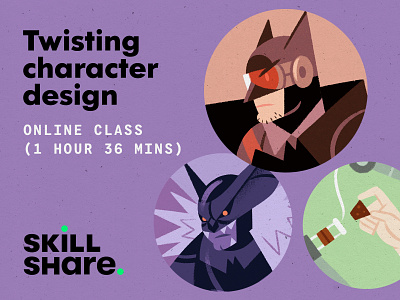 Twisting Character Design (Skillshare class) batman character class design illustration methodology process procreate skillshare teaching