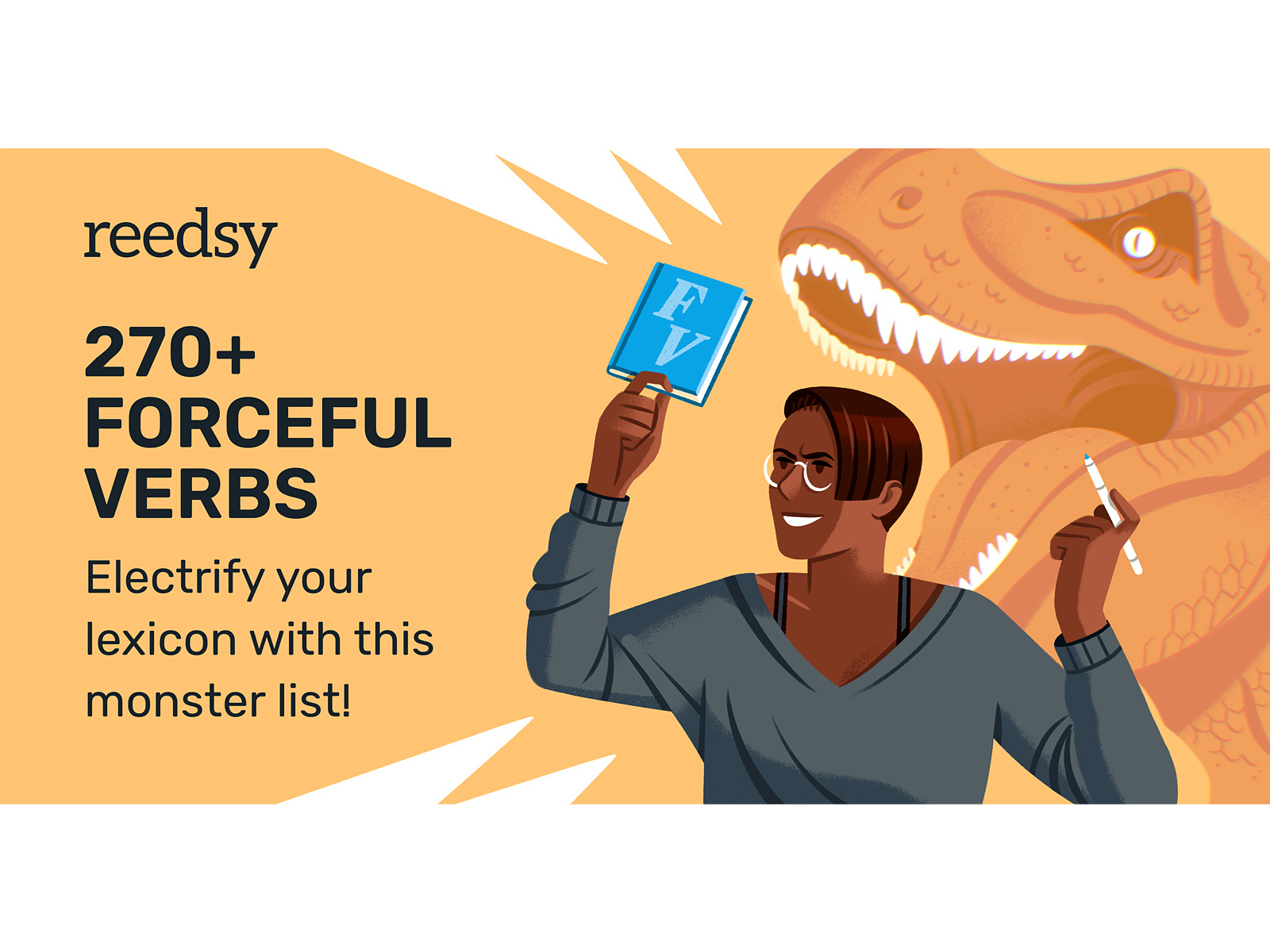 List of Forceful Verbs by Raúl Gil for Reedsy on Dribbble