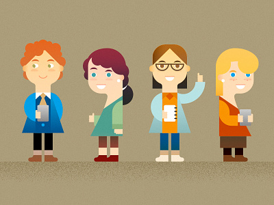 Social Media team character color design illustration social vector
