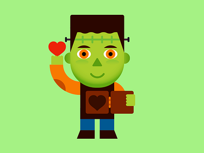 Frankie loves you! character frankenstein heart horror love monster sticker vector