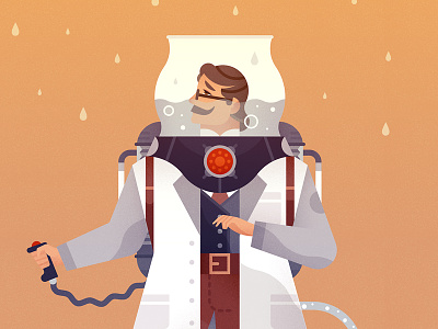 Flawed inventions character design gadget invention machine rain science vector