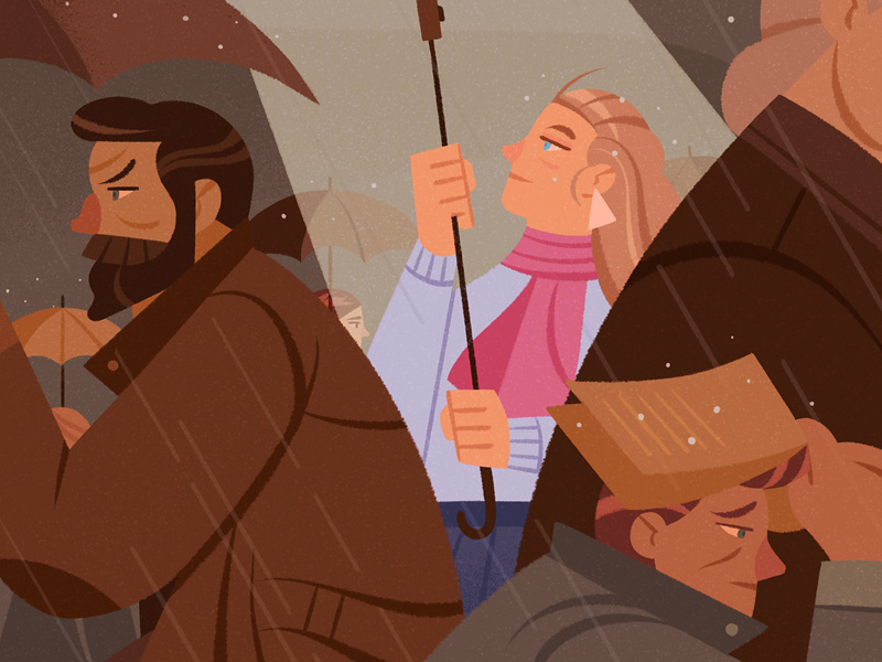 Dribbble x Ello: Make Good (II) character make umbrella rain people good ello