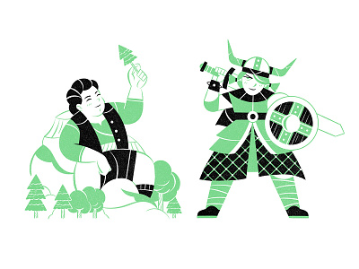 Little fantasy characters bicolor character characterdesign design epic giant illustration warrior