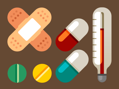 Medical items cartoon color design game icons illustration interface kids medicine vector