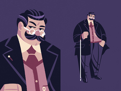 Hércules Poirot character design detective illustration noir procreate