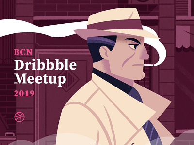 Dribbble Meetup character design detective dribbble illustration meetups noir